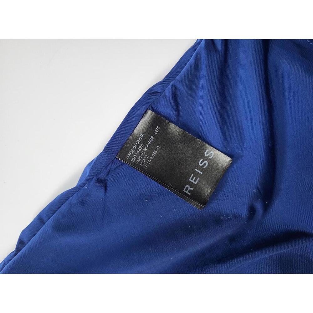 Reiss Topaz Blue Textured Fit & Flare Dress Sleeveless - Picture 6 of 9